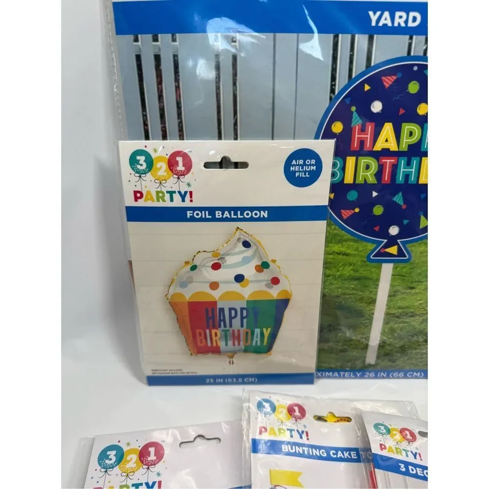 D30  Party Decorations- 8 piece  party decor, napkins, balloons, yard sign